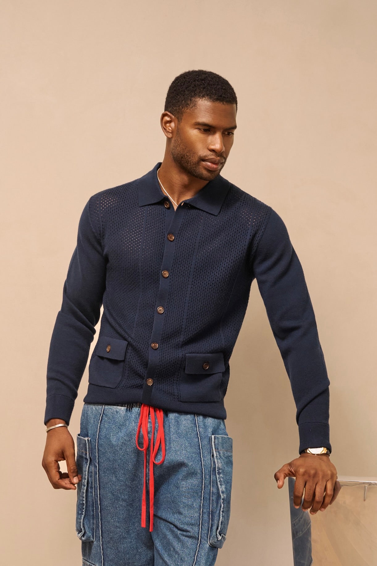 Montecito Crochet Polo - Long Sleeve