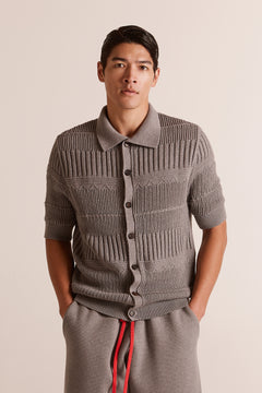 Grey Polo Shirt with Drawstring Pants