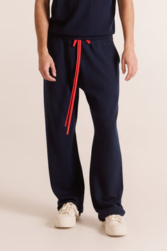 Navy Polo Shirt with Red Drawstring