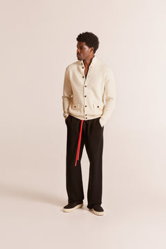 White Cardigan with Black Pants